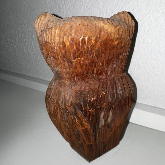Hand-Carved Wooden Owl Figurine – Rustic Folk Art Woodland Decor - Picture 11 of 11